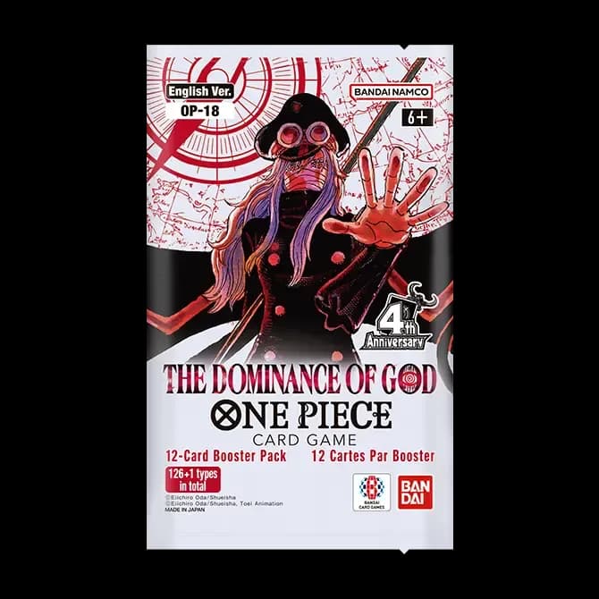 Official English OP-18 The Dominance of God booster pack art, from Bandai's product page