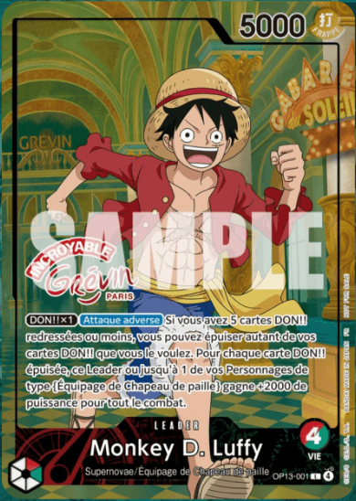 OP13-001 Monkey D. Luffy Leader, the Musée Grévin Paris exclusive One Piece promo card