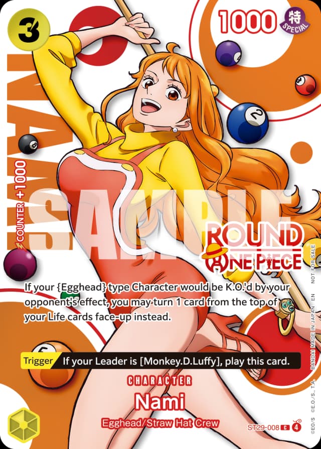 Nami — Round1 × One Piece Card Game exclusive promo design